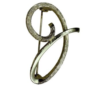 Vintage Gold Tone Initial Letter g Brooch Pin Fashion Costume Jewelry 2 3/4 in L